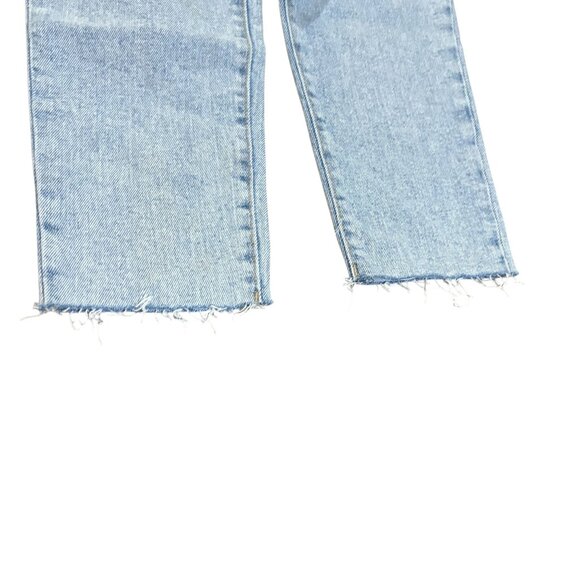 NWT Old Navy Size 2 High Rise Curvy OG Straight Distressed RawHem Knee Holes - Picture 2 of 7